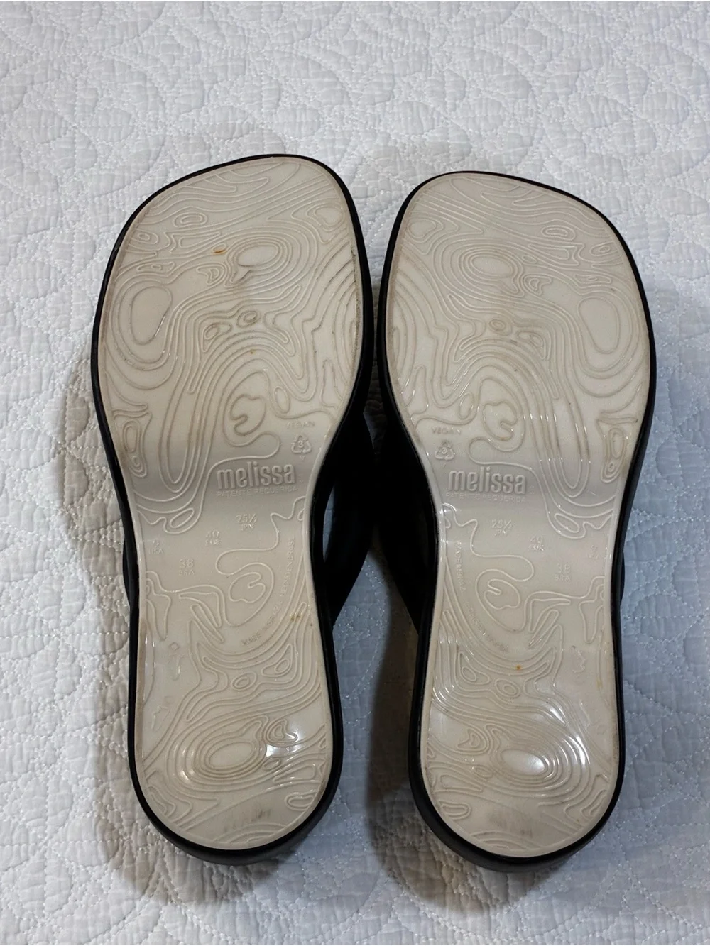 Melissa Free Platform Y2K Flip Flop 90s Black Puffy Strap Chunky Wedge Sandals 9